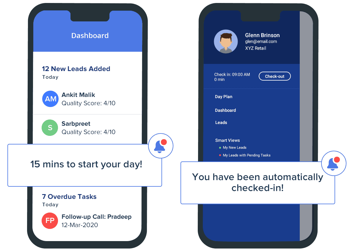Field force tracker - check-in and check-out