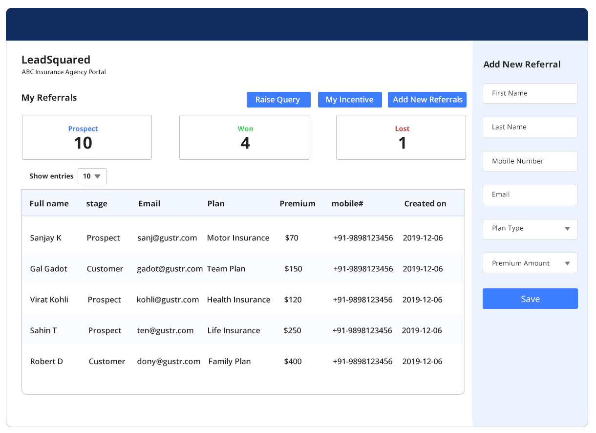Insurance CRM - agency portal