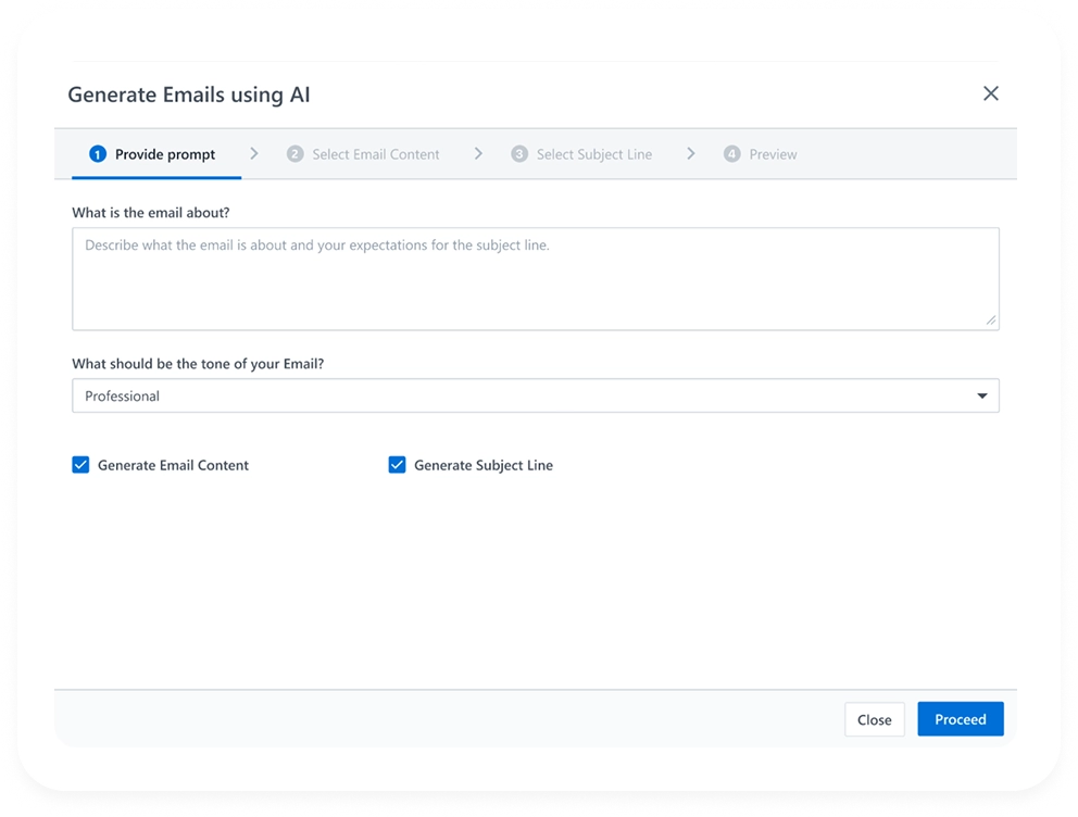 Marketing automation platform running segmented email, SMS, and WhatsApp campaigns with real-time performance analytics.